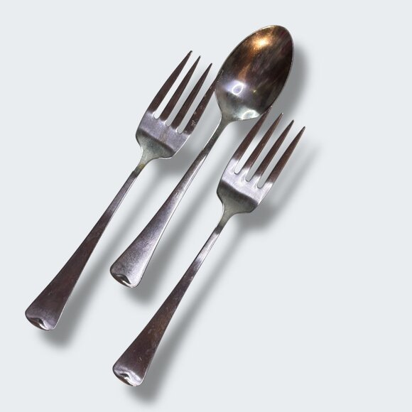 Oxford Stainless Flatware Set 3-Piece Forks & Spoon Vintage Silver Finish - Picture 1 of 8